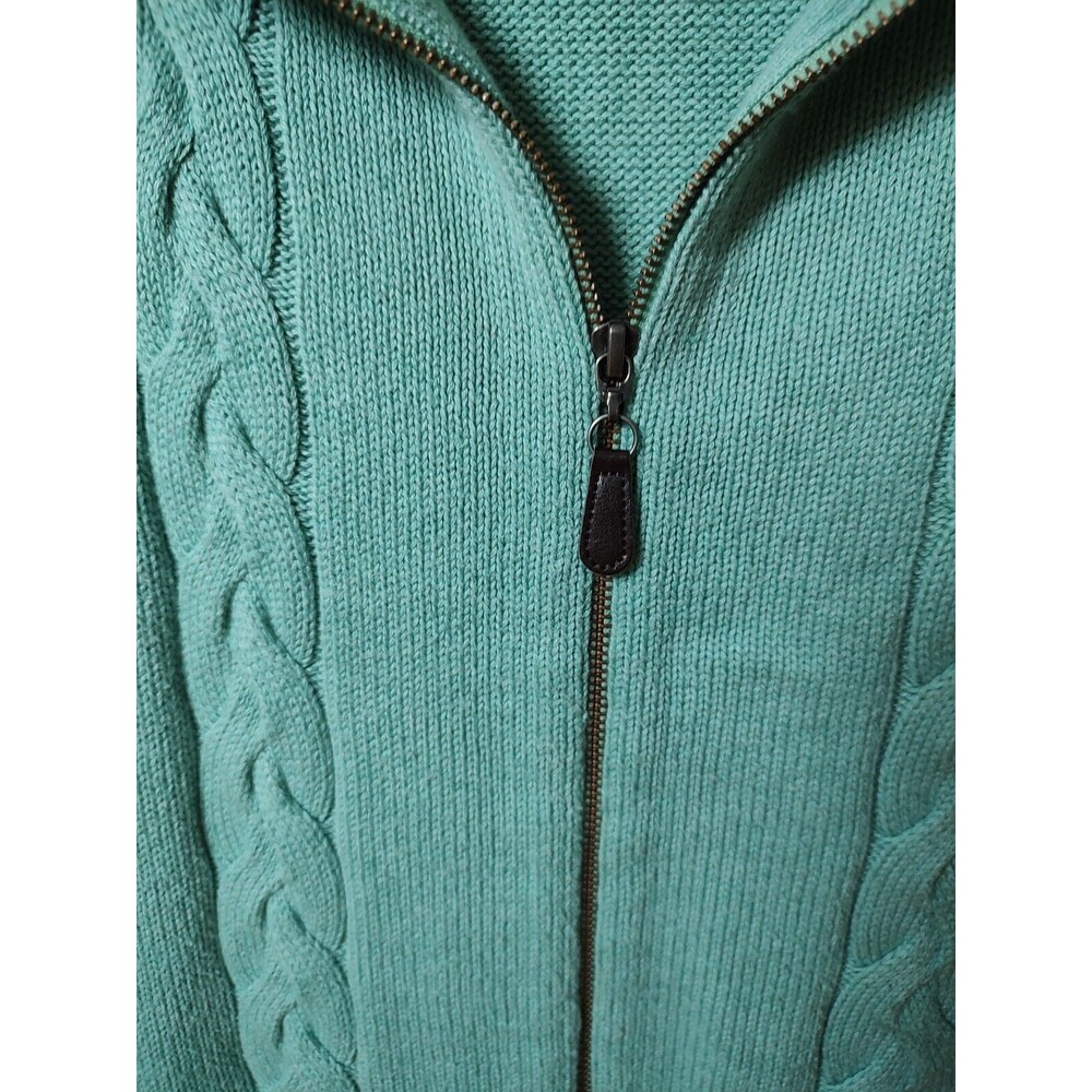 Pendleton Size S Full Zip Cable Knit Turquoise Sw… - image 3